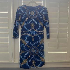 Printed below knee dress